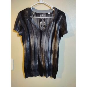 L.A.M.B. Womens  Black and Grey Tee